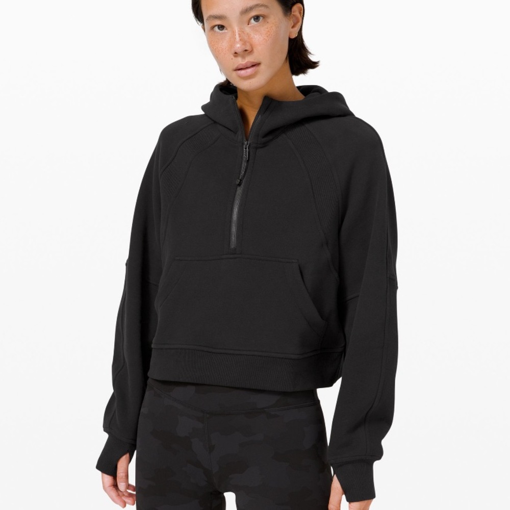 NWT 🍋 Lululemon Black Scuba Oversized Half Zip Hoodie in Size XS/S